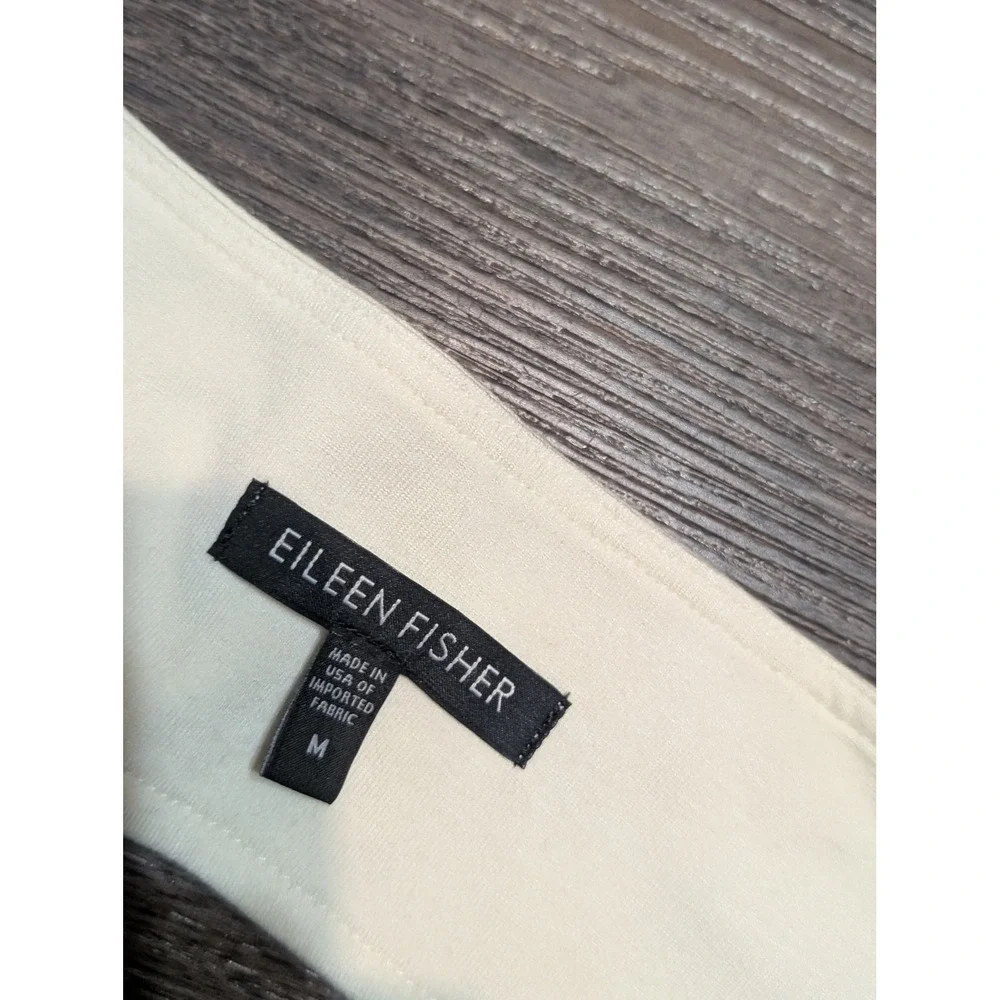 Eileen Fisher Medium Black Cream Colorblock A-Line Shift Dress Cutout Back